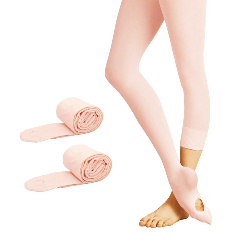 PAPPNTI Girls' Ultra Soft Pro Dance Tights Ballet Transition Daily Student Tights (Toddler/Little Kid/Big Kid) Ballet Pink 2 Pairs L(8-10 Years) - Image 2
